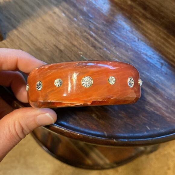 VINCE Camuto Brick Red and black Resin Bangle Bracelet with crystal inset accent - Picture 2 of 6